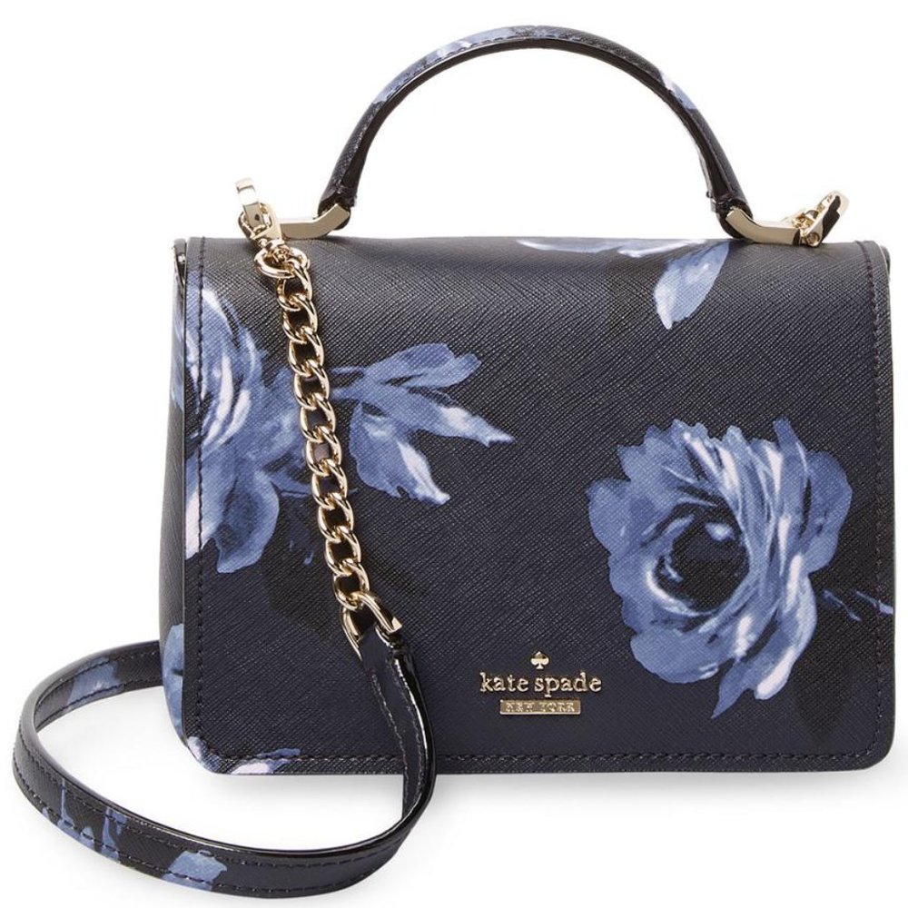 Kate Spade Blue Roses Top Handle Small Crossbody